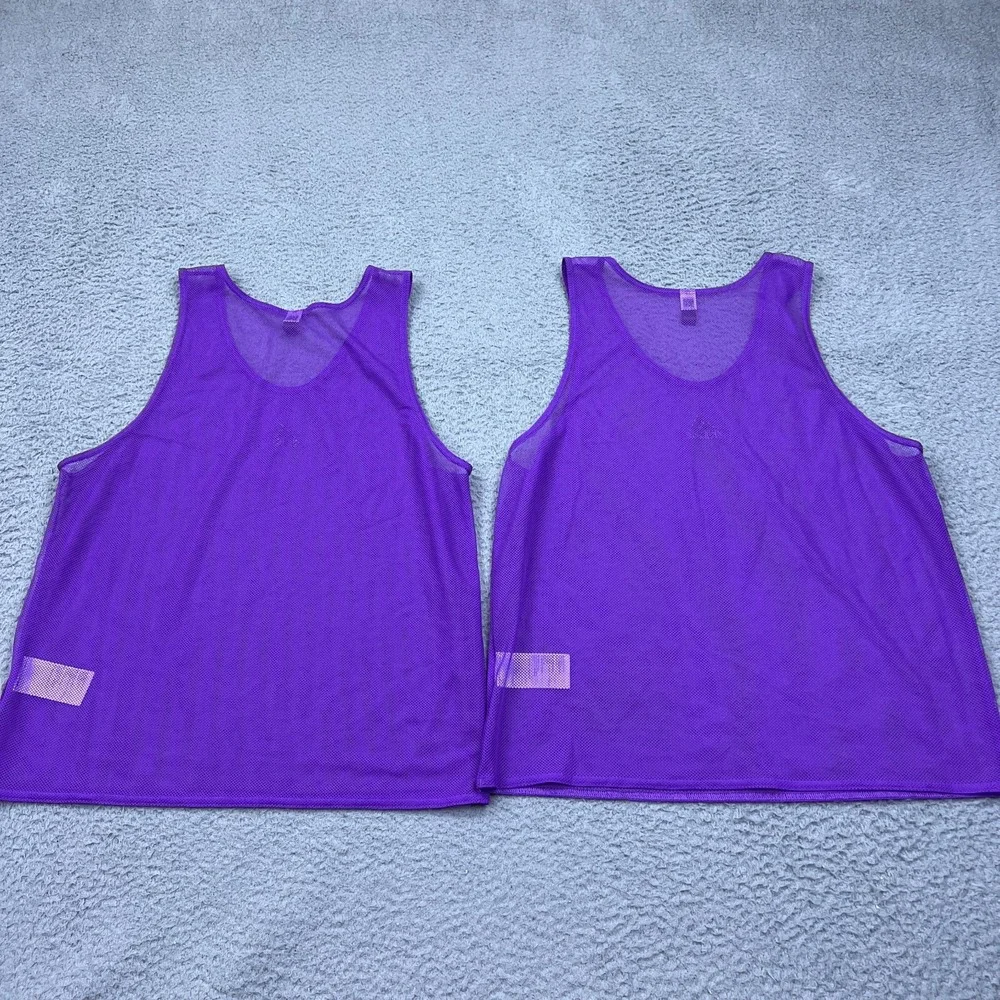 Lot Of 2 Adidas Training Pro 20 Bibs‎ Men's S Soccer Purple Mesh Tank Top Jersey
